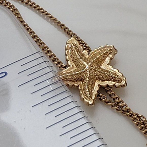 1970s Lariat Necklace Adjustable Sea Star Pendant Statement 14k gold Plate - Picture 7 of 7